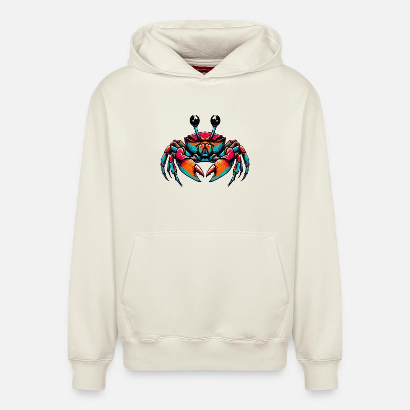 Crabe - Sweat à capuche unisexe décontracté en coton biologique – de SPREAD - blanc cassé