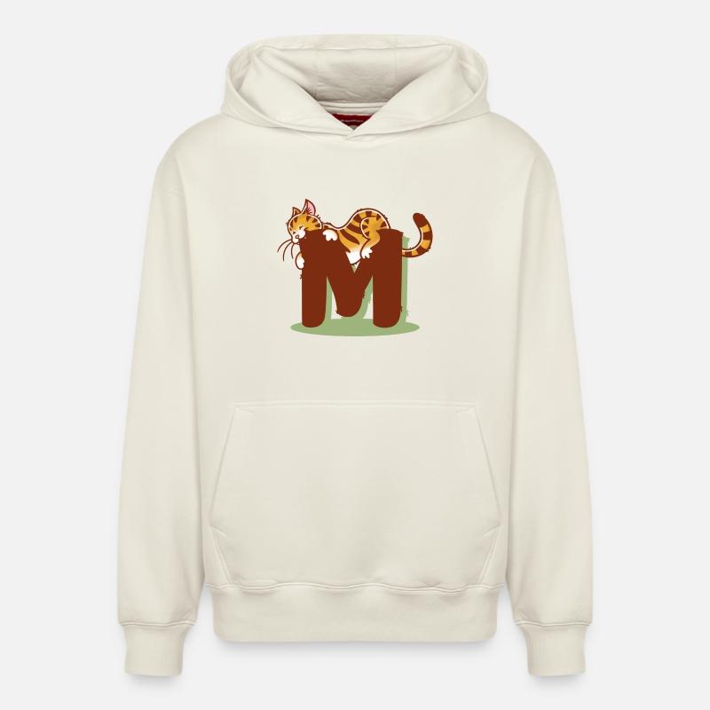 Lettre M Cat - Sweat à capuche unisexe décontracté en coton biologique – de SPREAD - blanc cassé