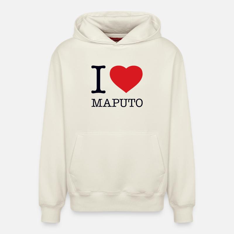 J’ADORE MAPUTO - Sweat à capuche unisexe décontracté en coton biologique – de SPREAD - blanc cassé