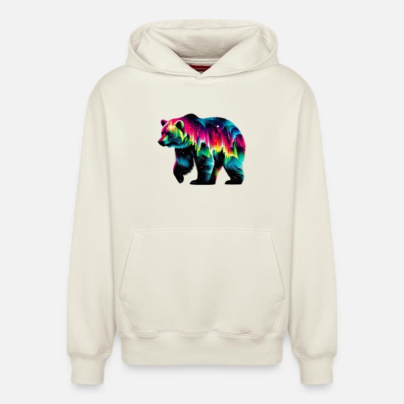 Ours - Sweat à capuche unisexe décontracté en coton biologique – de SPREAD - blanc cassé