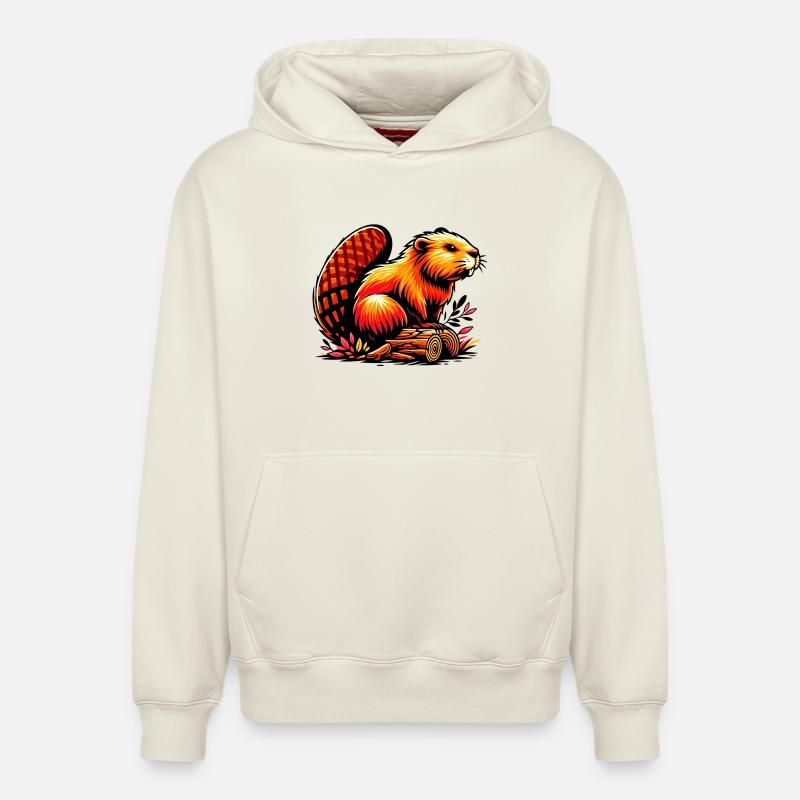 Castor - Sweat à capuche unisexe décontracté en coton biologique – de SPREAD - blanc cassé