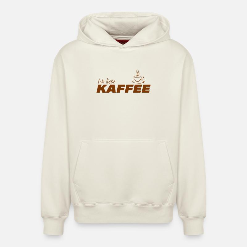 J’adore le café - Sweat à capuche unisexe décontracté en coton biologique – de SPREAD - blanc cassé
