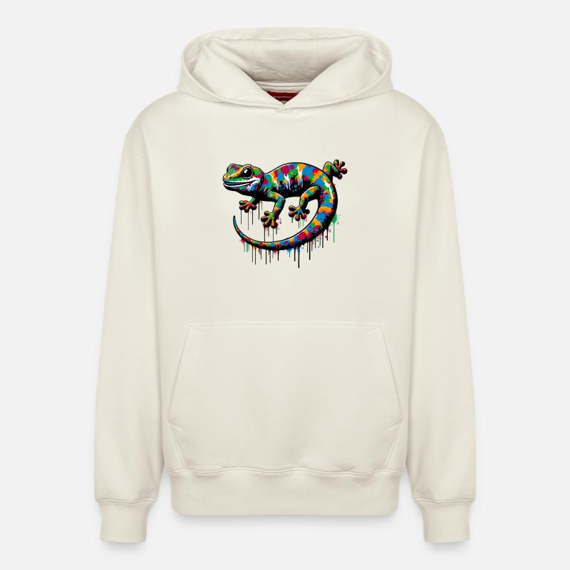 Gecko - Sweat à capuche unisexe décontracté en coton biologique – de SPREAD - blanc cassé