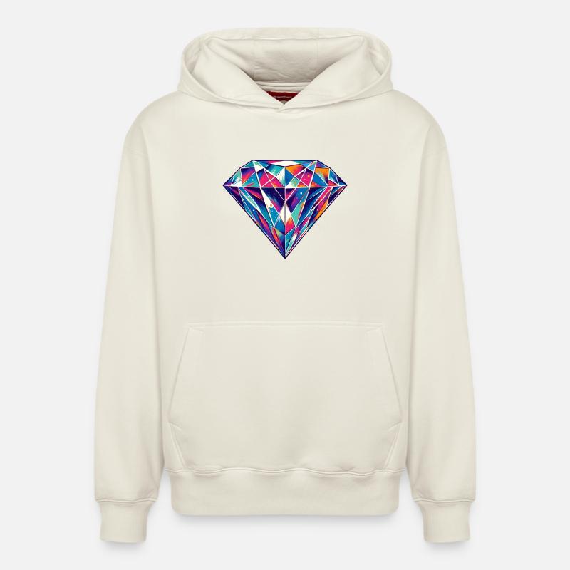 Diamant - Sweat à capuche unisexe décontracté en coton biologique – de SPREAD - blanc cassé