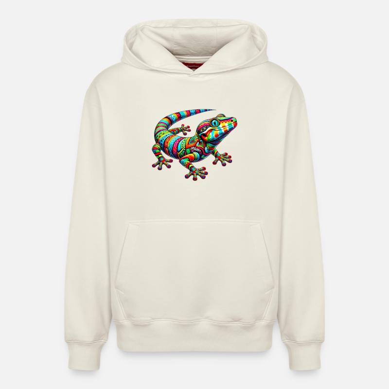 Gecko - Sweat à capuche unisexe décontracté en coton biologique – de SPREAD - blanc cassé