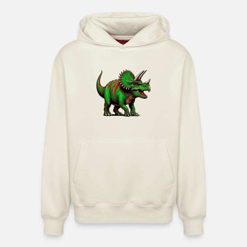 Dinosaure - Sweat à capuche unisexe décontracté en coton biologique – de SPREAD - blanc cassé