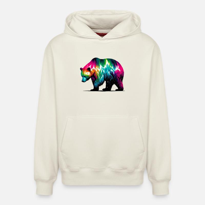 Ours - Sweat à capuche unisexe décontracté en coton biologique – de SPREAD - blanc cassé