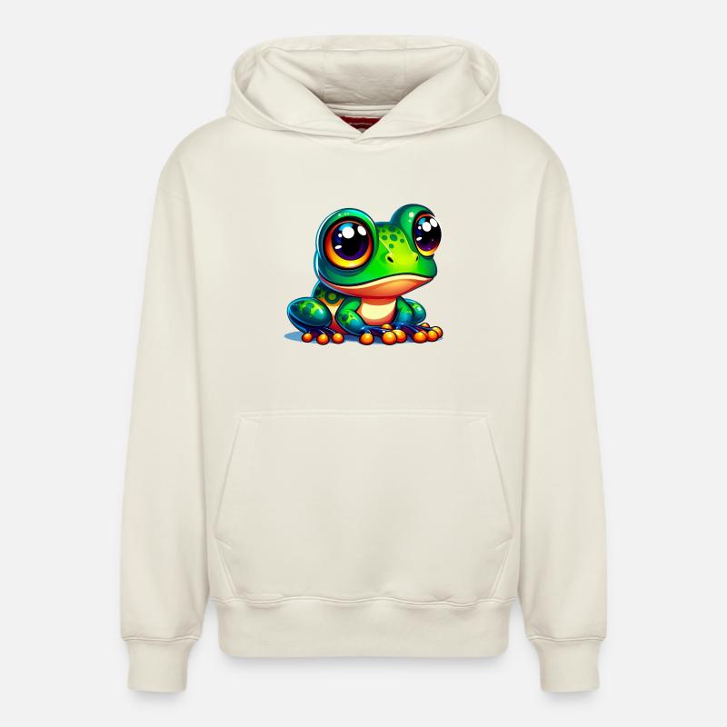 Grenouille - Sweat à capuche unisexe décontracté en coton biologique – de SPREAD - blanc cassé