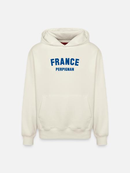 PERPIGNAN, France, France - Relaxed Unisex Organic Hoodie – by SPREAD - off white