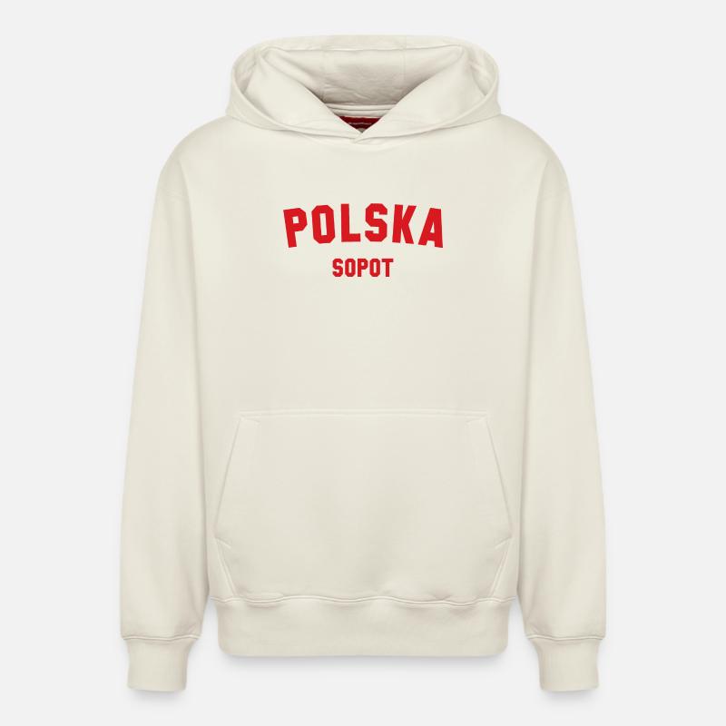 SOPOT Polska Pologne - Sweat à capuche unisexe décontracté en coton biologique – de SPREAD - blanc cassé