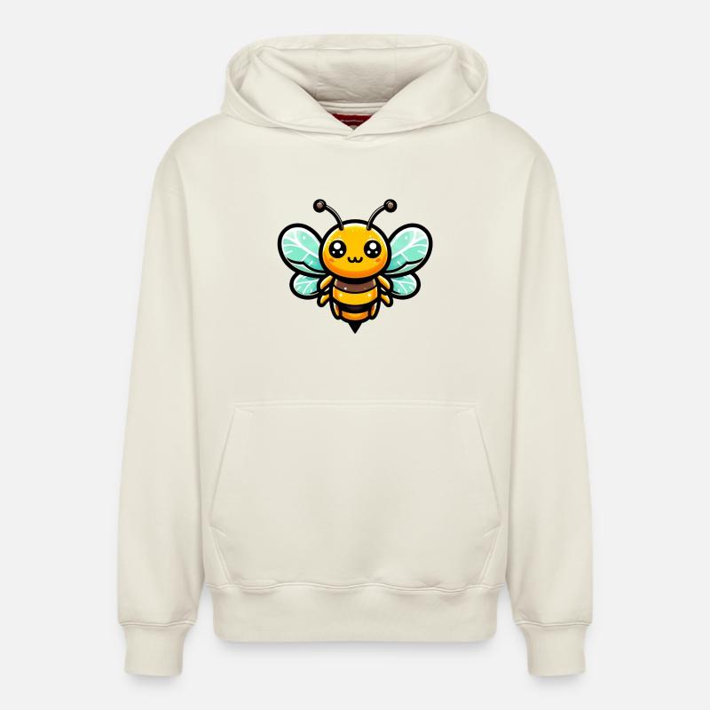 Abeille - Sweat à capuche unisexe décontracté en coton biologique – de SPREAD - blanc cassé