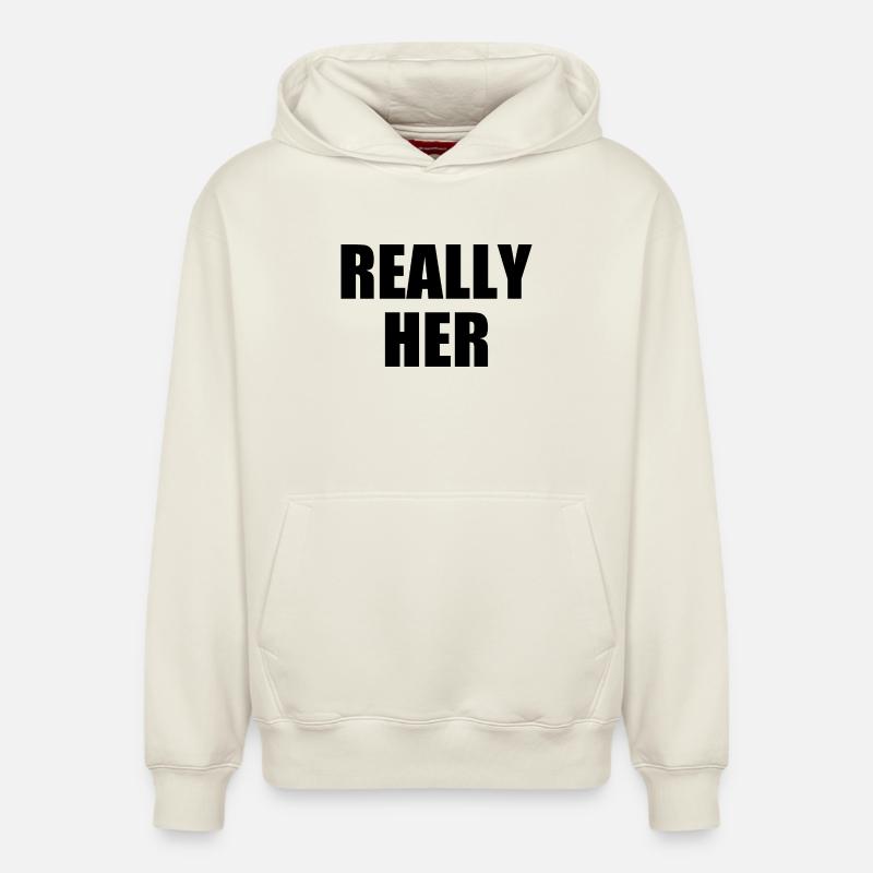 really her - Sweat à capuche unisexe décontracté en coton biologique – de SPREAD - blanc cassé