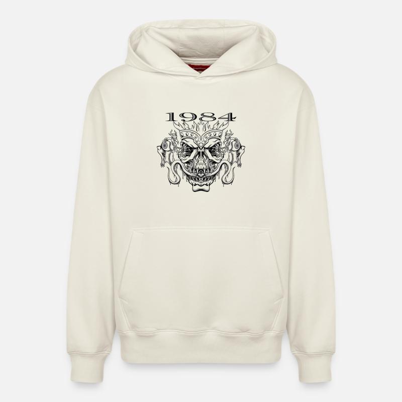 1984 - Sweat à capuche unisexe décontracté en coton biologique – de SPREAD - blanc cassé