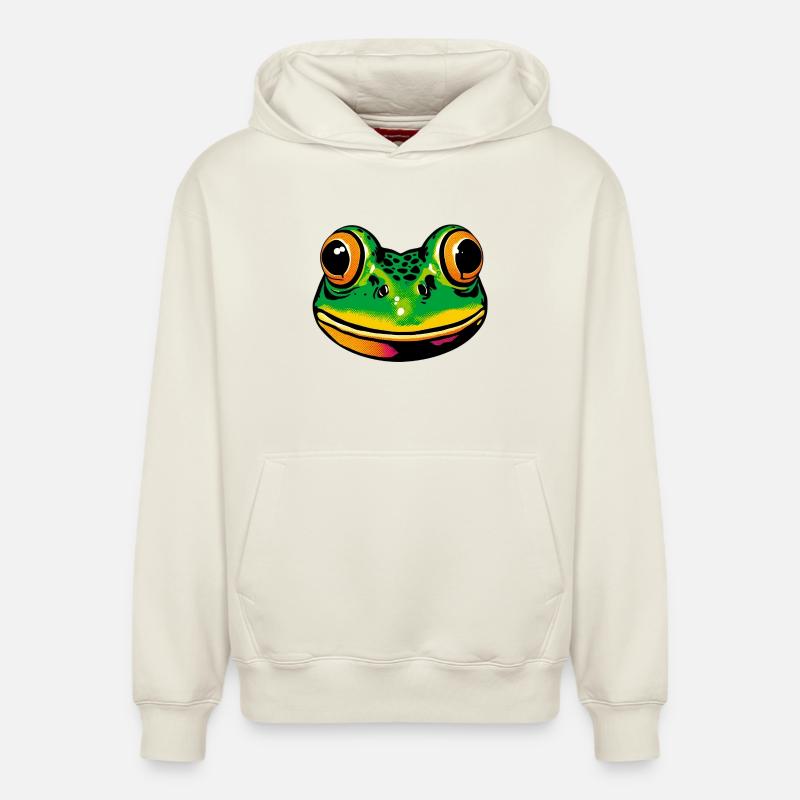Grenouille - Sweat à capuche unisexe décontracté en coton biologique – de SPREAD - blanc cassé