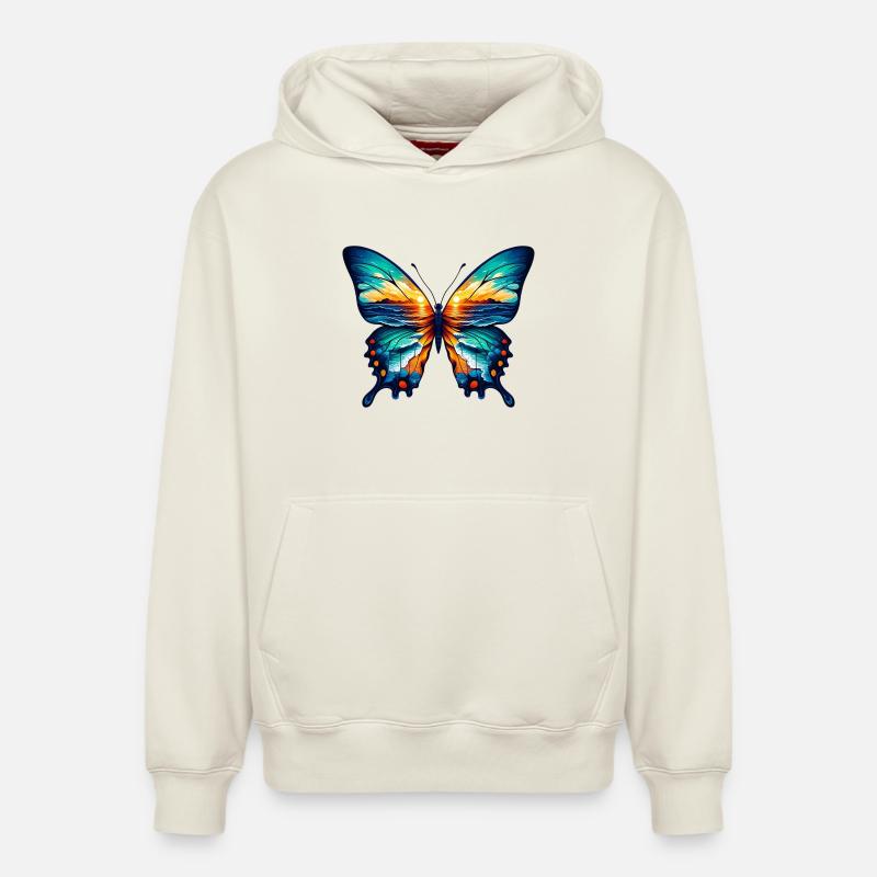 Papillon - Sweat à capuche unisexe décontracté en coton biologique – de SPREAD - blanc cassé