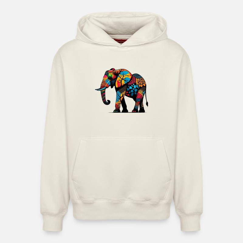 Éléphant - Sweat à capuche unisexe décontracté en coton biologique – de SPREAD - blanc cassé
