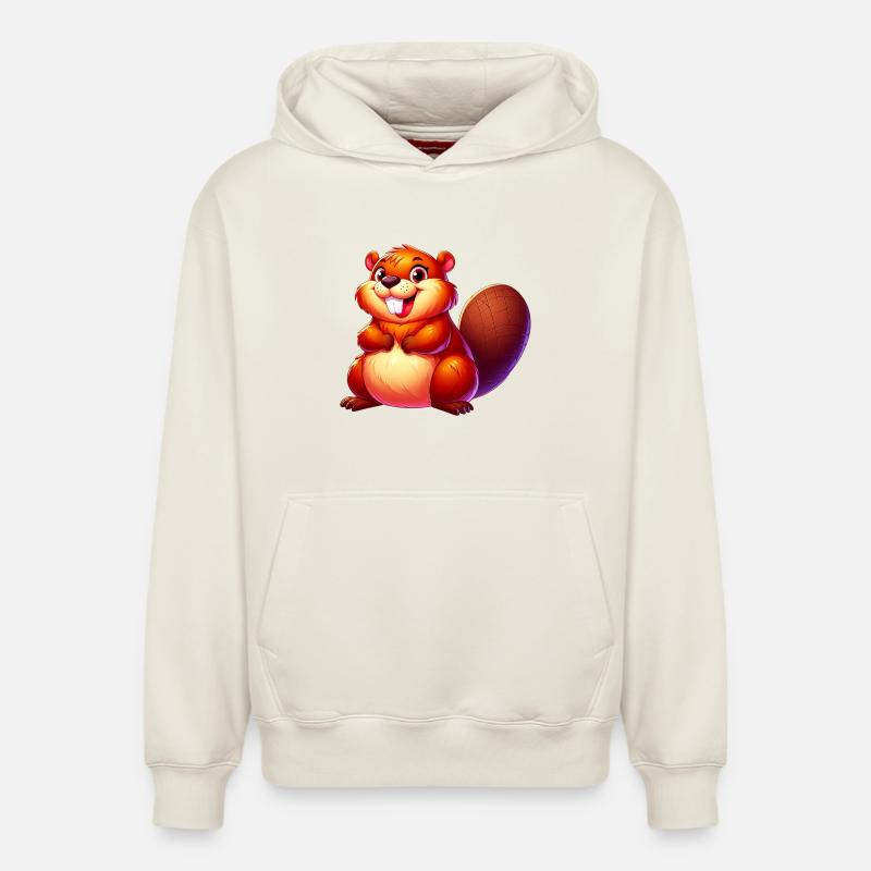 Castor - Sweat à capuche unisexe décontracté en coton biologique – de SPREAD - blanc cassé