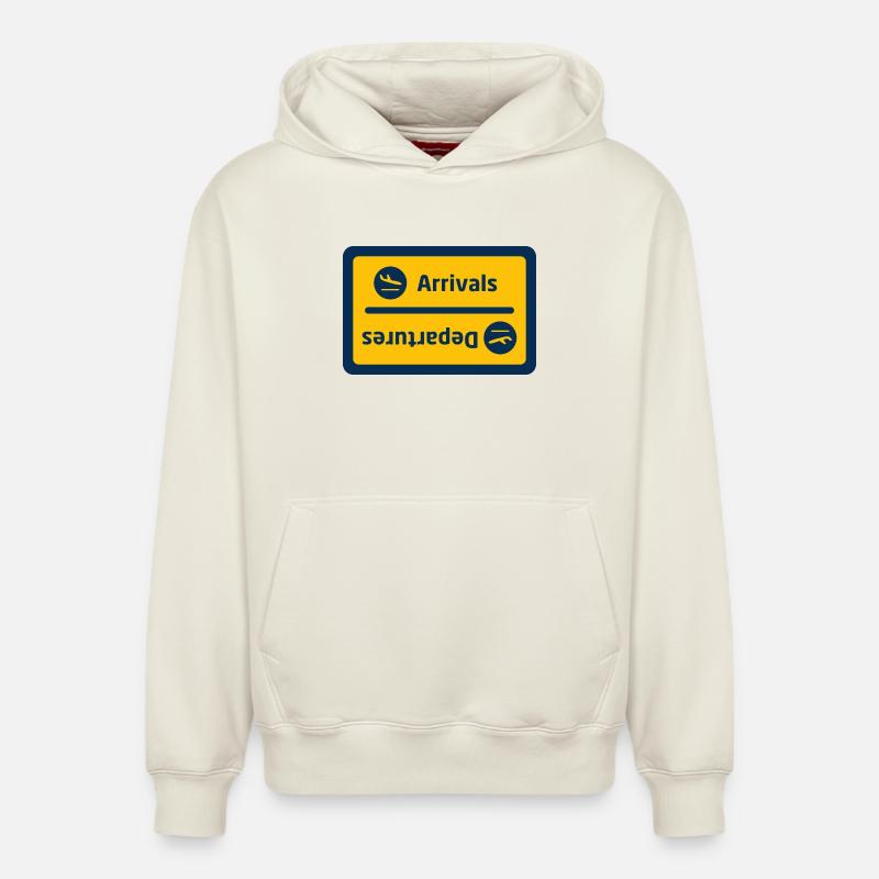 Arrivées/Départs - Sweat à capuche unisexe décontracté en coton biologique – de SPREAD - blanc cassé