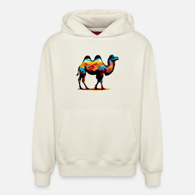 Kamel - Relaxed Unisex Organic Hoodie – von SPREAD - Naturweiß