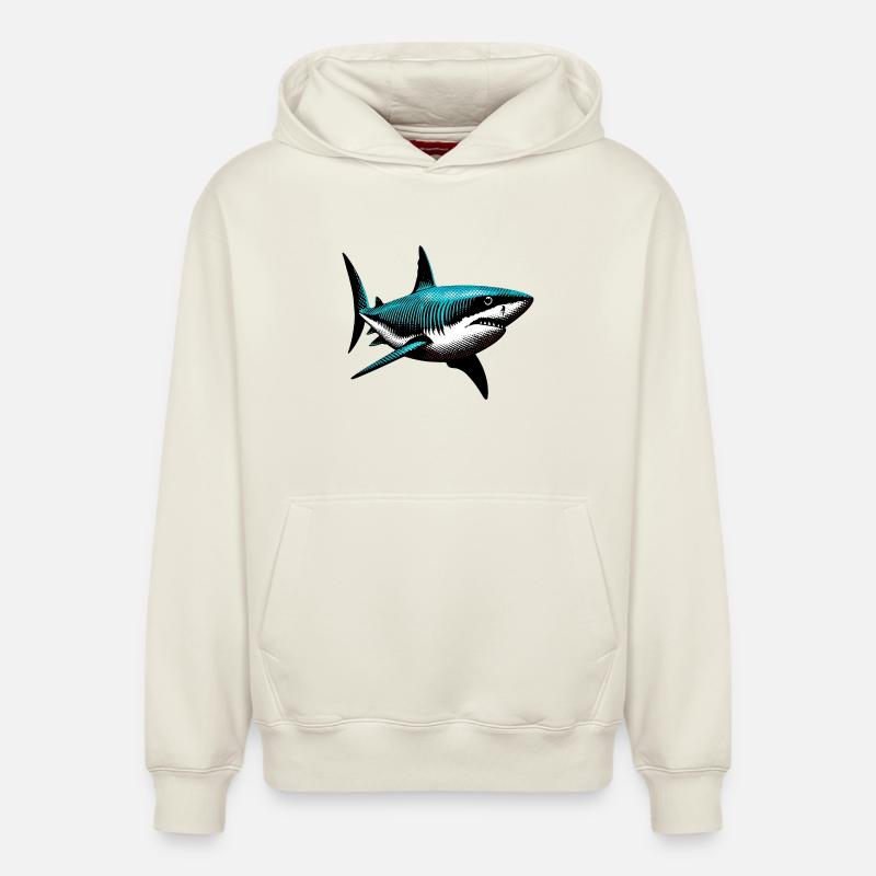 Requin - Sweat à capuche unisexe décontracté en coton biologique – de SPREAD - blanc cassé