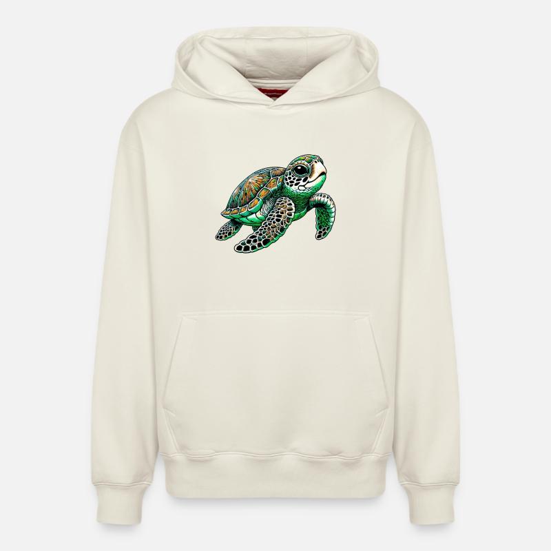 Tortue - Sweat à capuche unisexe décontracté en coton biologique – de SPREAD - blanc cassé