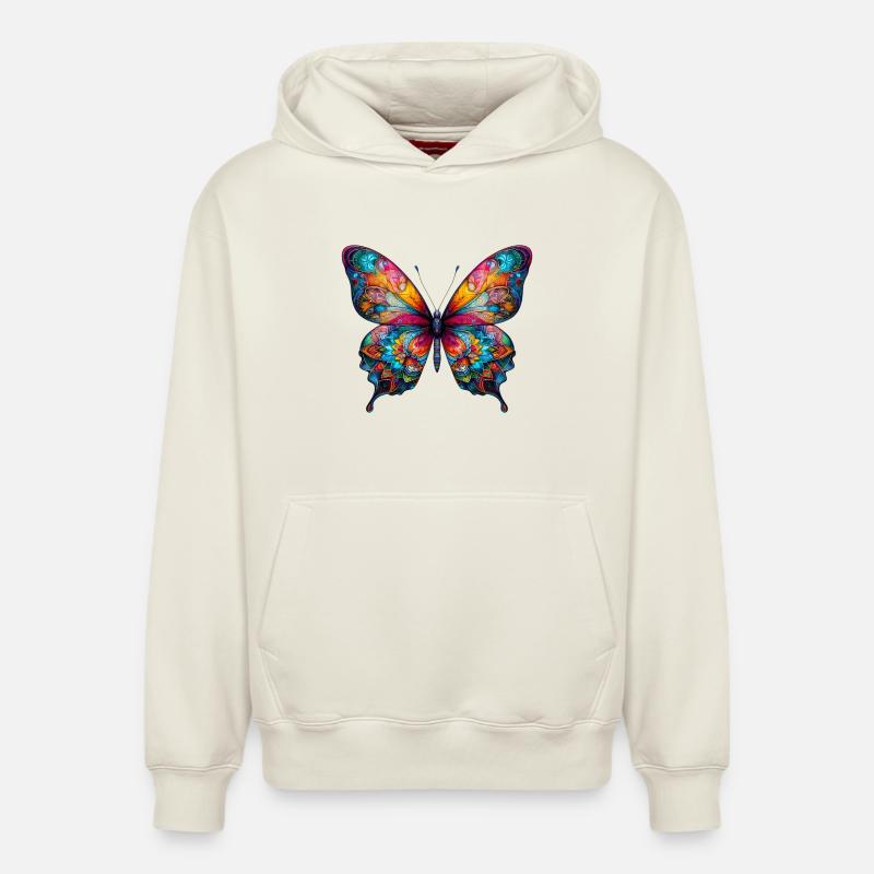 Papillon - Sweat à capuche unisexe décontracté en coton biologique – de SPREAD - blanc cassé