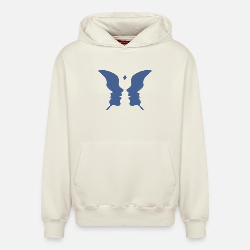 Küssende Gesichter oder ein Schmetterling - Relaxed Unisex Organic Hoodie – von SPREAD - Naturweiß