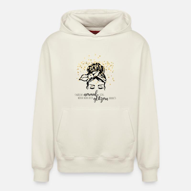 Glitzerkonfetti Spruch - Relaxed Unisex Organic Hoodie – von SPREAD - Naturweiß