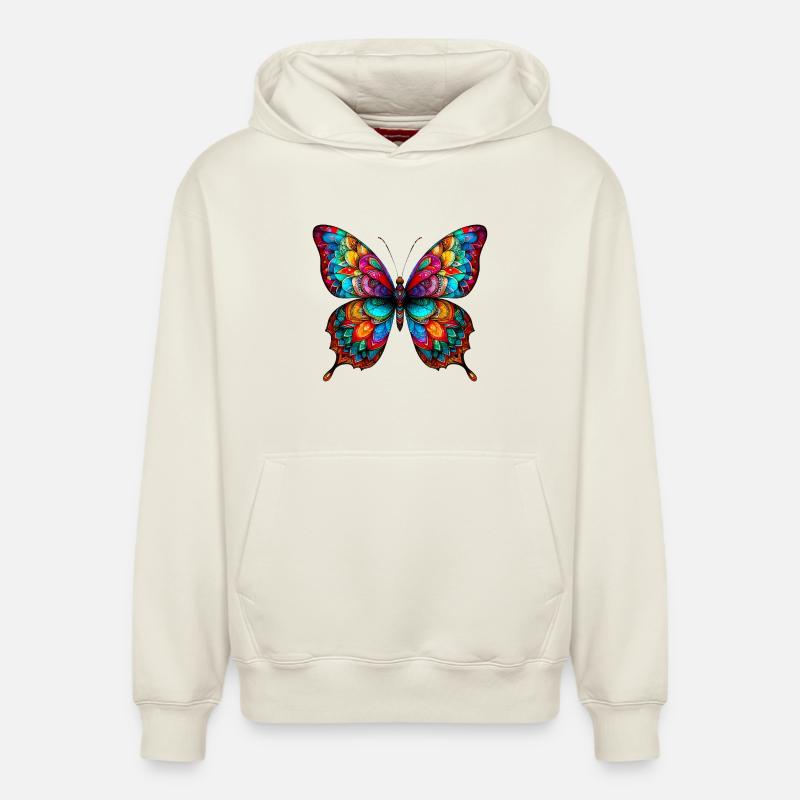 Papillon - Sweat à capuche unisexe décontracté en coton biologique – de SPREAD - blanc cassé