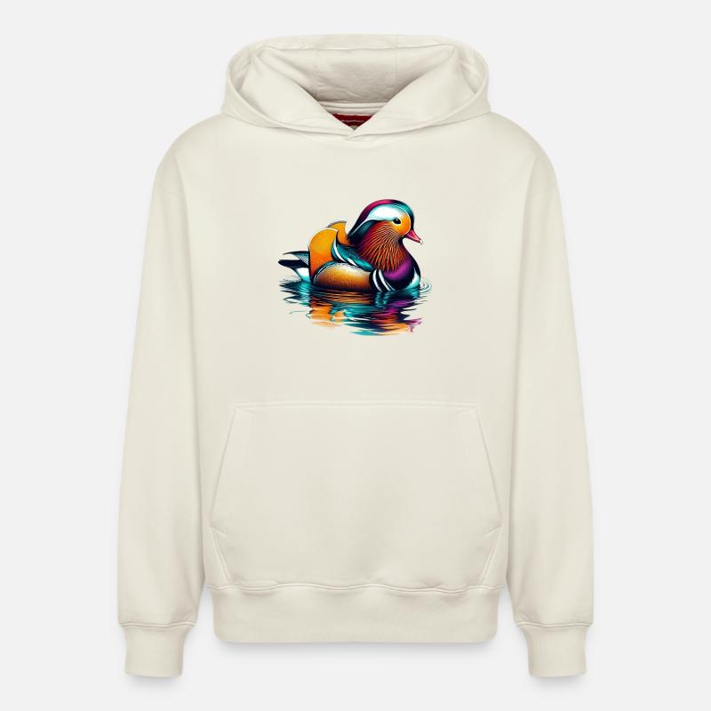 Canard mandarin - Sweat à capuche unisexe décontracté en coton biologique – de SPREAD - blanc cassé