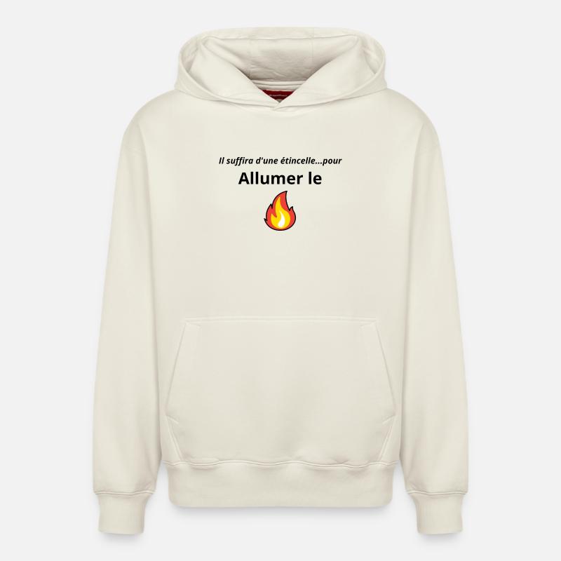 Allumer le feu chanson - Sweat à capuche unisexe décontracté en coton biologique – de SPREAD - blanc cassé
