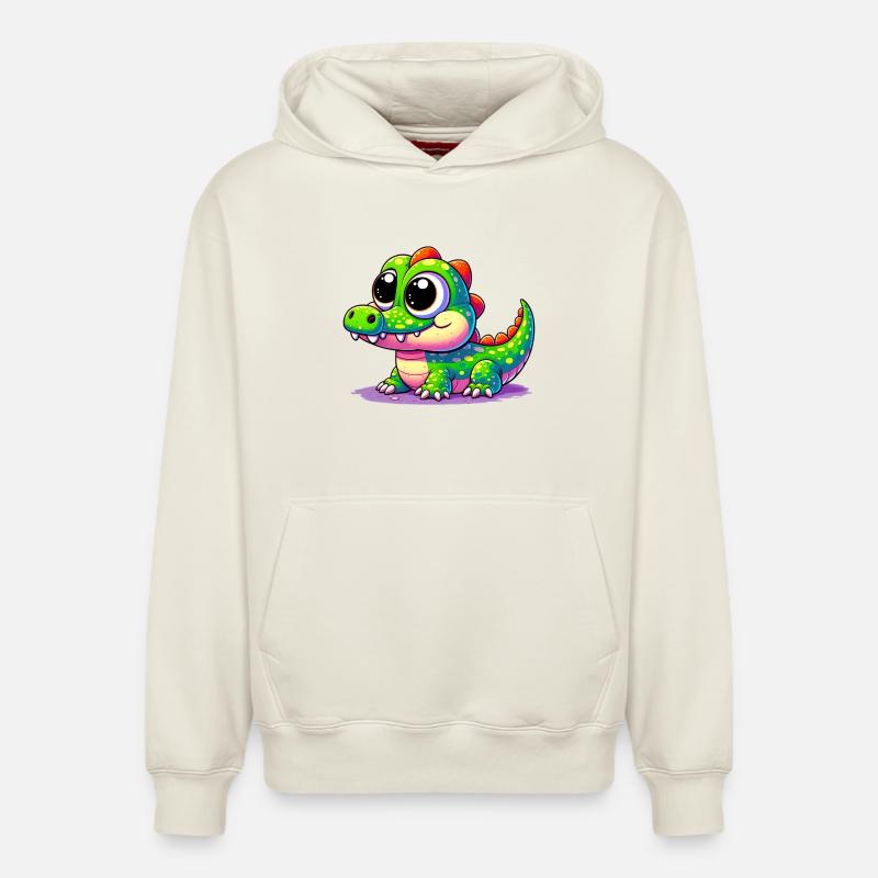 Alligator Crocodile - Sweat à capuche unisexe décontracté en coton biologique – de SPREAD - blanc cassé