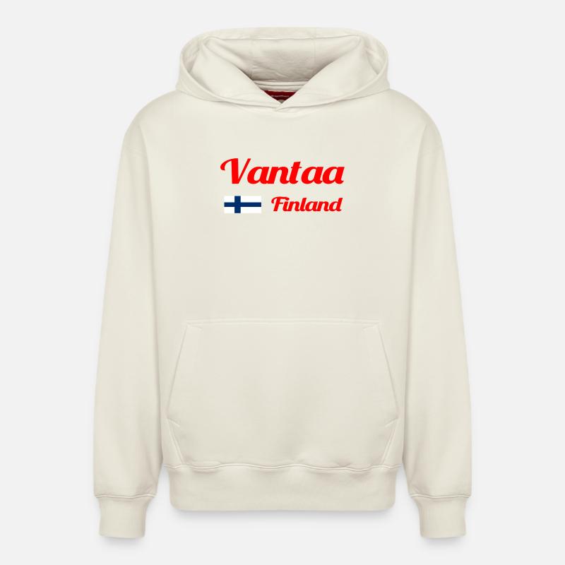 Vantaa Finlande Imprimer - Sweat à capuche unisexe décontracté en coton biologique – de SPREAD - blanc cassé