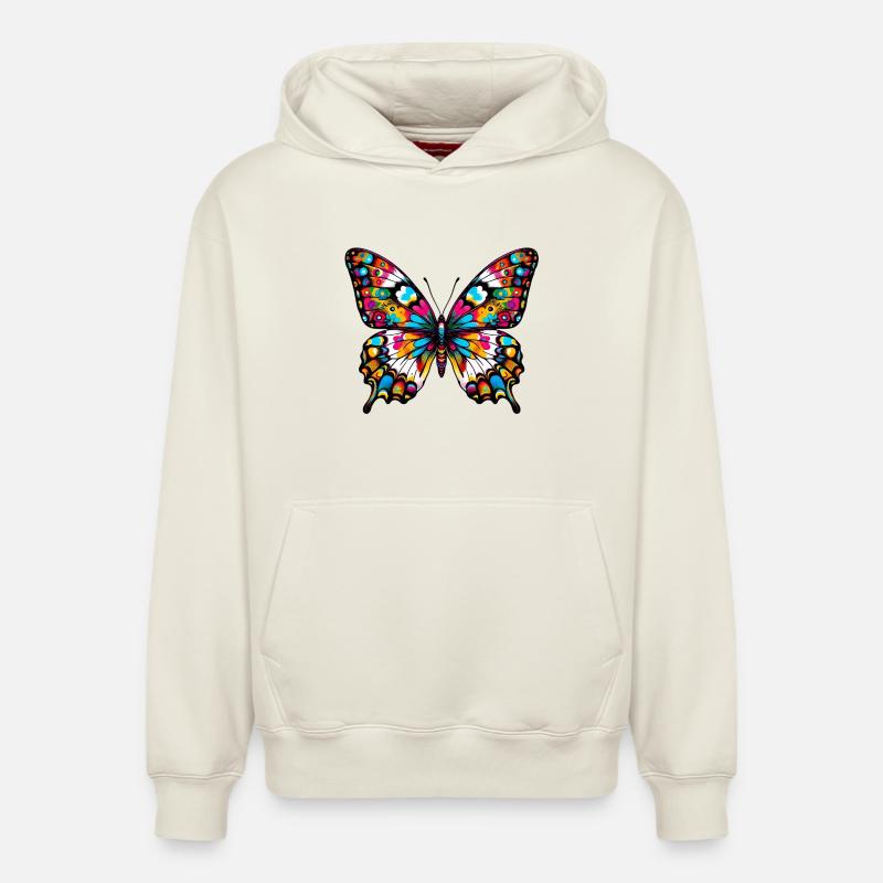 Papillon - Sweat à capuche unisexe décontracté en coton biologique – de SPREAD - blanc cassé