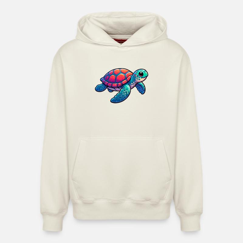 Tortue - Sweat à capuche unisexe décontracté en coton biologique – de SPREAD - blanc cassé