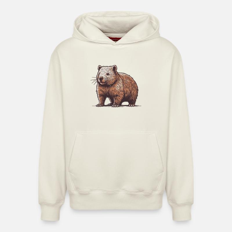 Wombat - Sweat à capuche unisexe décontracté en coton biologique – de SPREAD - blanc cassé