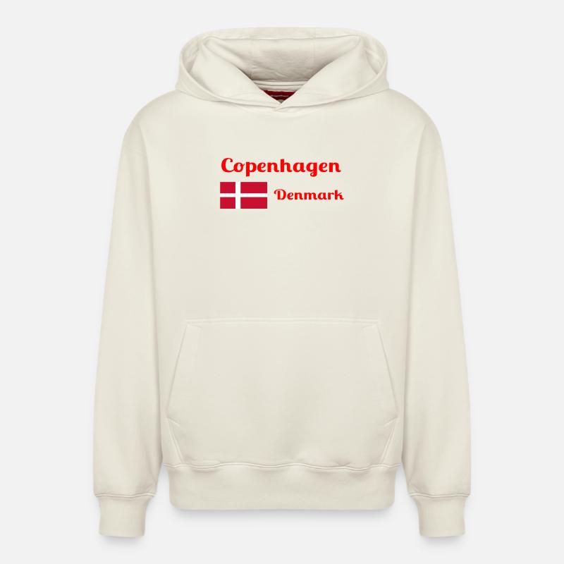 Copenhague, Danemark - Imprimés élégants - Sweat à capuche unisexe décontracté en coton biologique – de SPREAD - blanc cassé