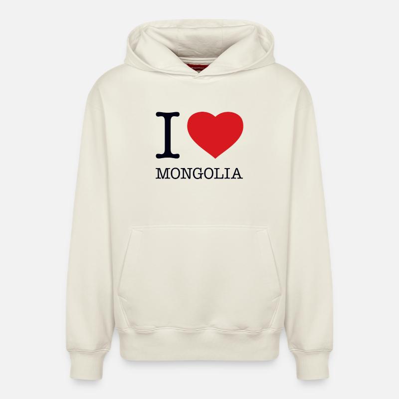 J’ADORE LA MONGOLIE - Sweat à capuche unisexe décontracté en coton biologique – de SPREAD - blanc cassé