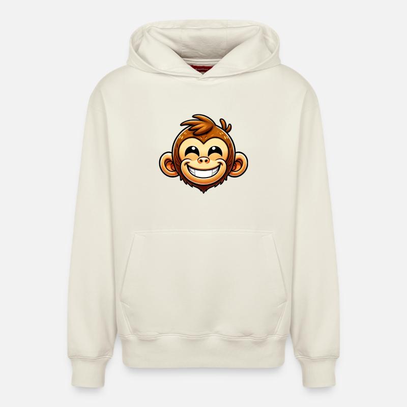 Singe - Sweat à capuche unisexe décontracté en coton biologique – de SPREAD - blanc cassé