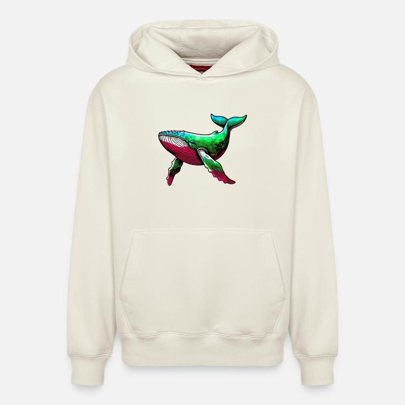 Baleine - Sweat à capuche unisexe décontracté en coton biologique – de SPREAD - blanc cassé