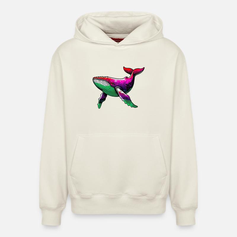 Baleine - Sweat à capuche unisexe décontracté en coton biologique – de SPREAD - blanc cassé