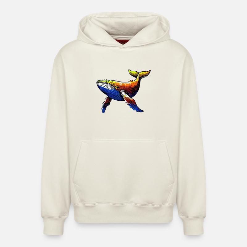 Baleine - Sweat à capuche unisexe décontracté en coton biologique – de SPREAD - blanc cassé