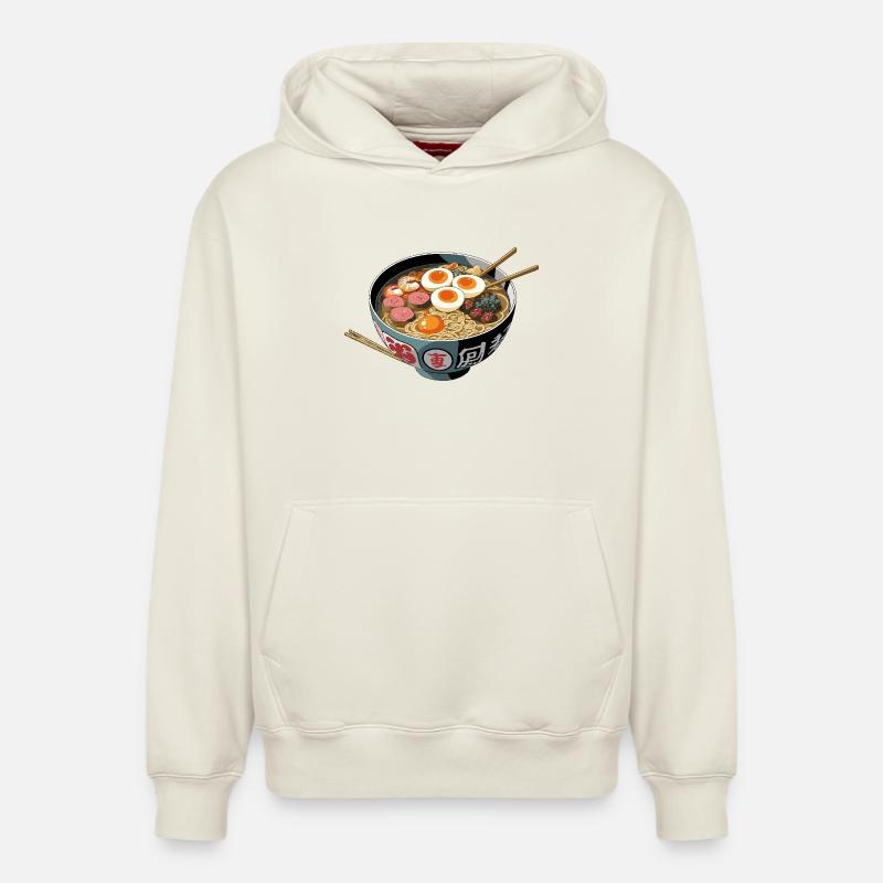 Bol de ramen Impression d’art - Sweat à capuche unisexe décontracté en coton biologique – de SPREAD - blanc cassé