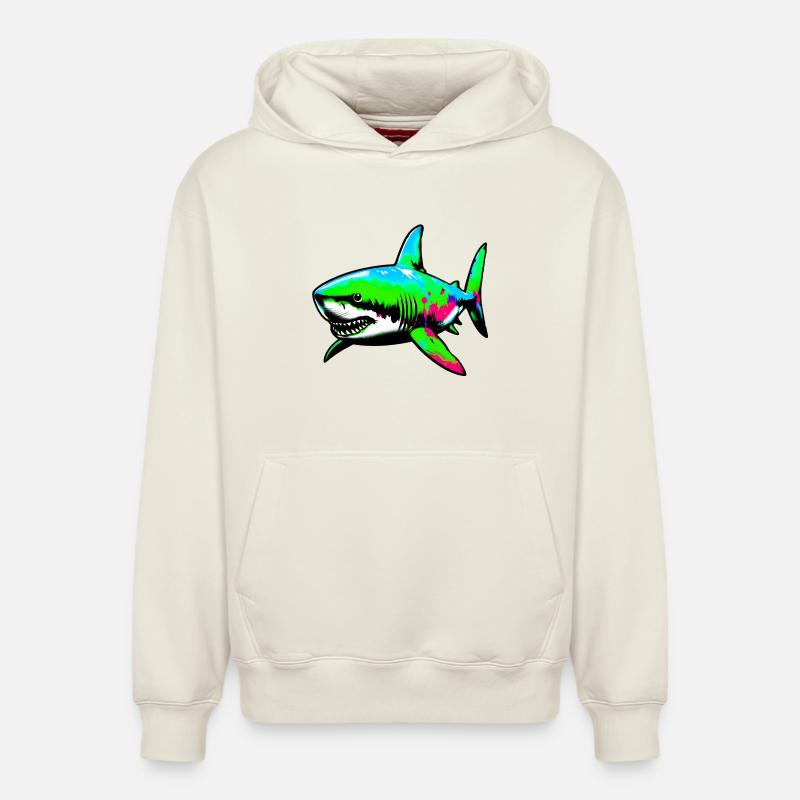 Requin - Sweat à capuche unisexe décontracté en coton biologique – de SPREAD - blanc cassé
