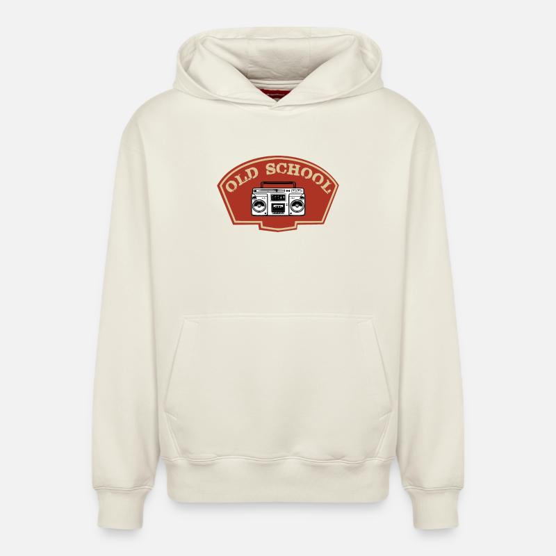 Old school - Sweat à capuche unisexe décontracté en coton biologique – de SPREAD - blanc cassé