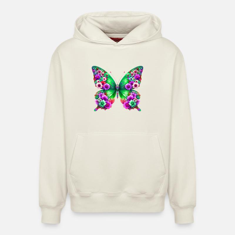 Papillon - Sweat à capuche unisexe décontracté en coton biologique – de SPREAD - blanc cassé