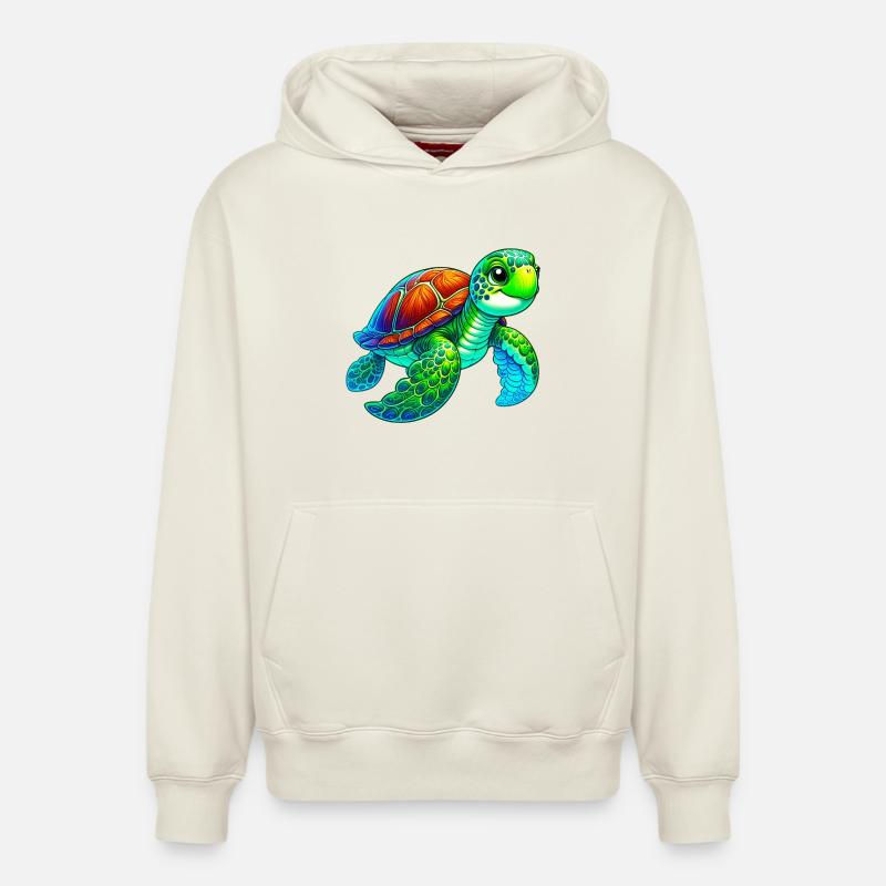 Tortue - Sweat à capuche unisexe décontracté en coton biologique – de SPREAD - blanc cassé