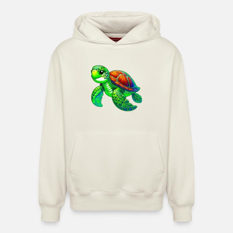 Tortue - Sweat à capuche unisexe décontracté en coton biologique – de SPREAD - blanc cassé