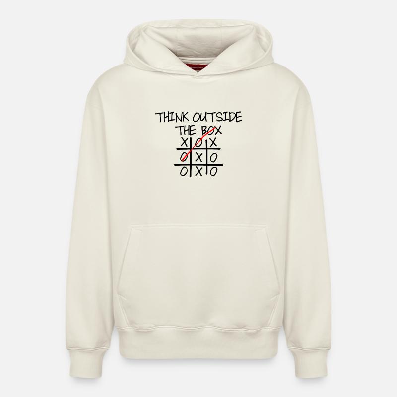 Trait diagonal cramoisi - Sweat à capuche unisexe décontracté en coton biologique – de SPREAD - blanc cassé