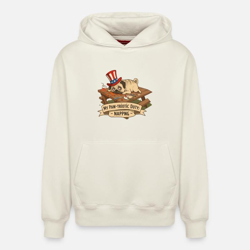 Mops Nickerchen - Relaxed Unisex Organic Hoodie – von SPREAD - Naturweiß